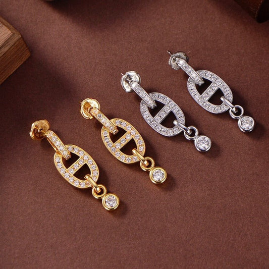 [Clara Jewels]HM CHAINE DIAMOND EARRINGS