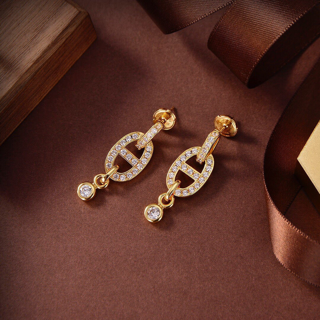 [Clara Jewels]HM CHAINE DIAMOND EARRINGS