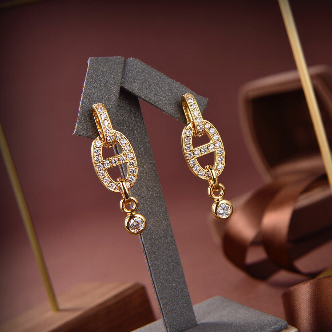 [Clara Jewels]HM CHAINE DIAMOND EARRINGS