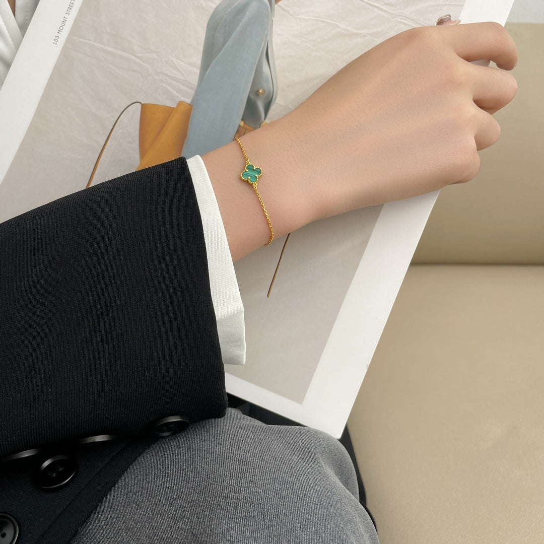 [Clara Jewels]CLOVER BRACELET MALACHITE 1 MOTIF