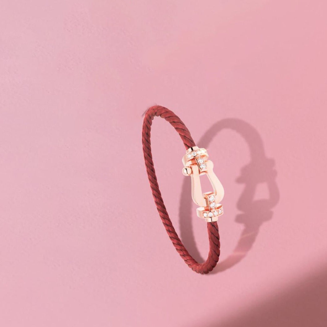 [Clara Jewels]FORCE 10 HALF DIAMOND PINK GOLD RED CORDERI LARGE AND MEDIUM MODEL