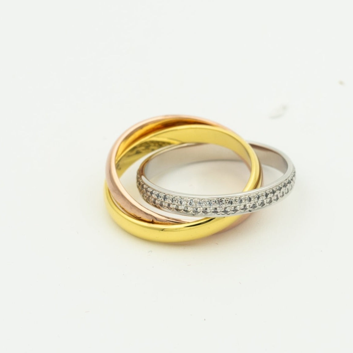 [Clara Jewels]TRINITY RING GOLD PINK GOLD SILVER DIAMONDS