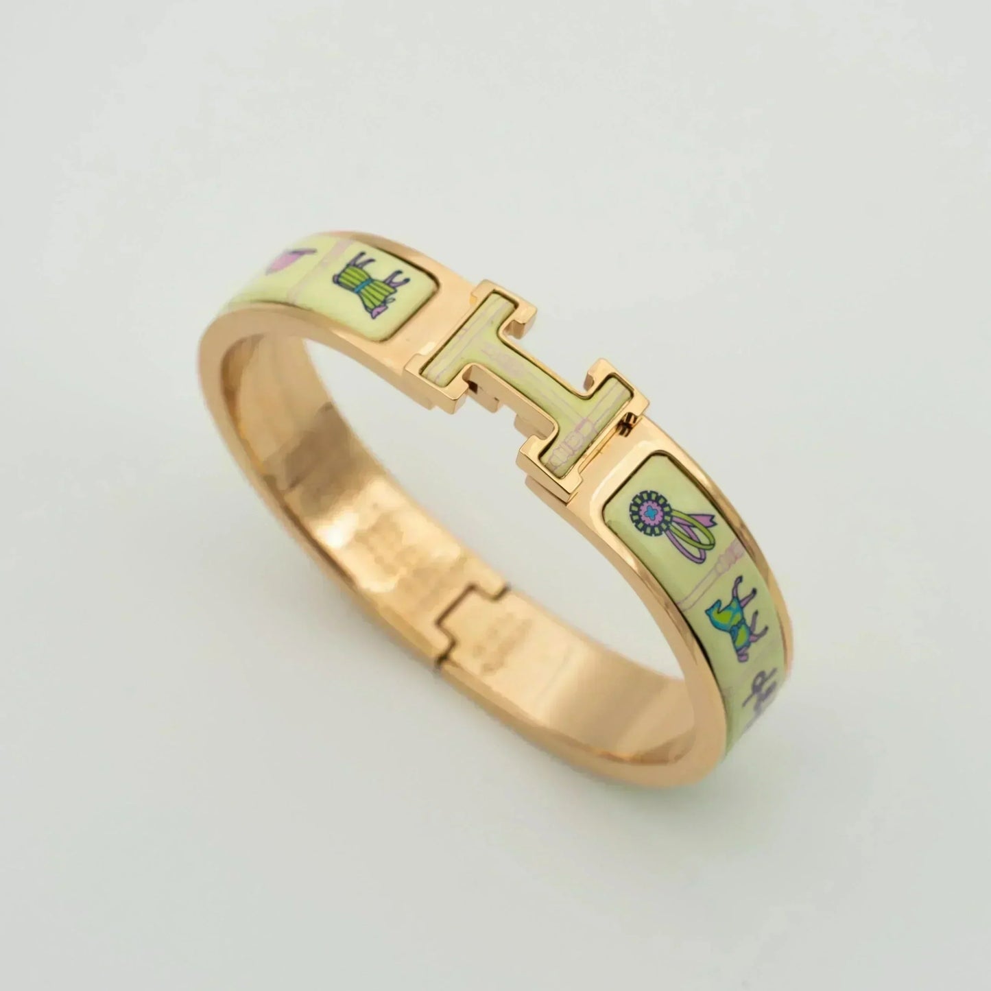 [Clara Jewels]H PINK GOLD BRACELET CREAM CERAMIC