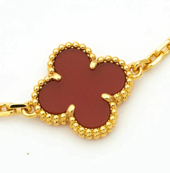 [Clara Jewels] CLOVER 5 MOTIF RED CORNELIAN BRACELET COLLECTION