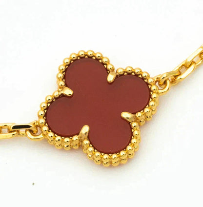 [Clara Jewels] CLOVER 5 MOTIF RED CORNELIAN BRACELET COLLECTION