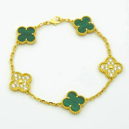 [Clara Jewels] CLOVER 5 MOTIF MALACHITE BRACELET COLLECTION
