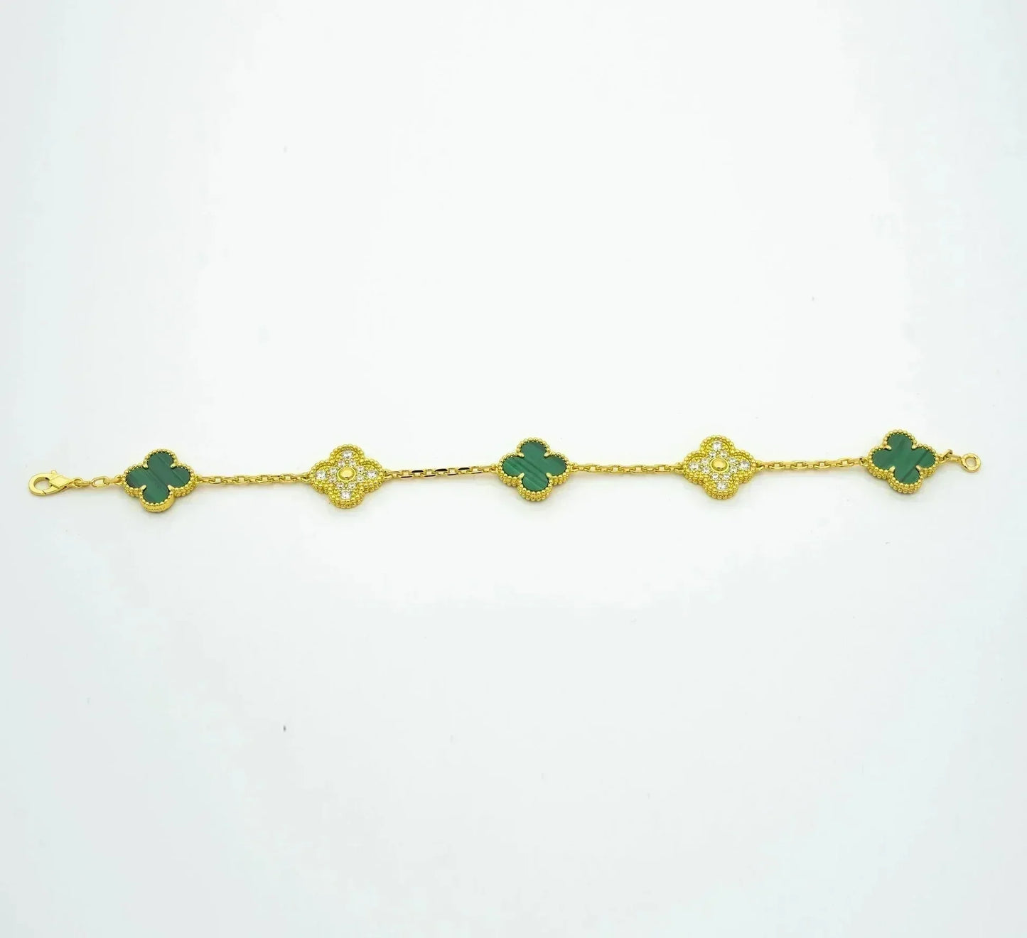 [Clara Jewels] CLOVER 5 MOTIF MALACHITE BRACELET COLLECTION