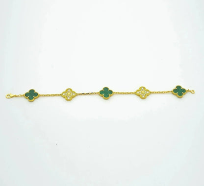 [Clara Jewels] CLOVER 5 MOTIF MALACHITE BRACELET COLLECTION