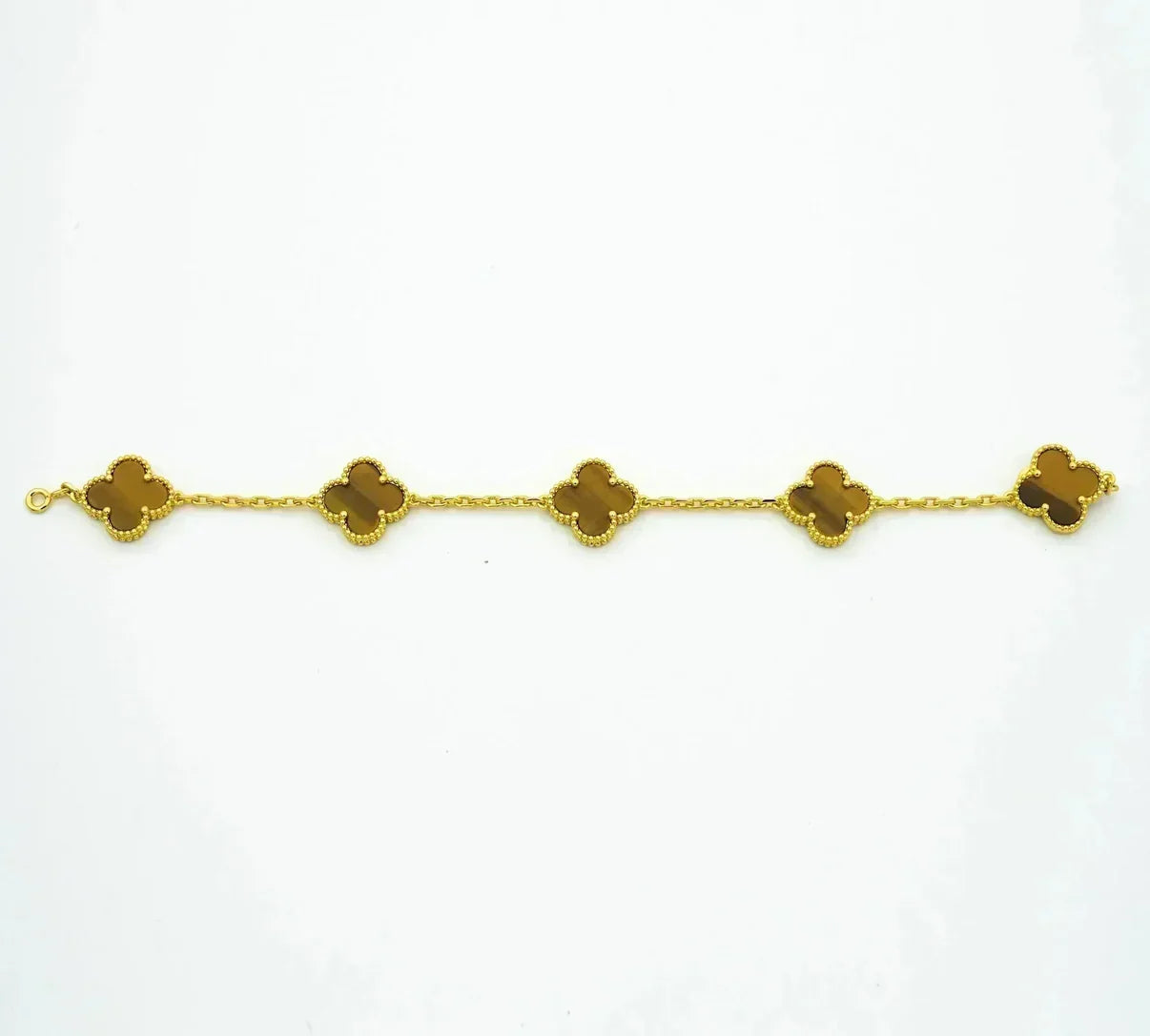 [Clara Jewels] CLOVER 5 MOTIFS TIGER EYE BRACELET COLLECTION