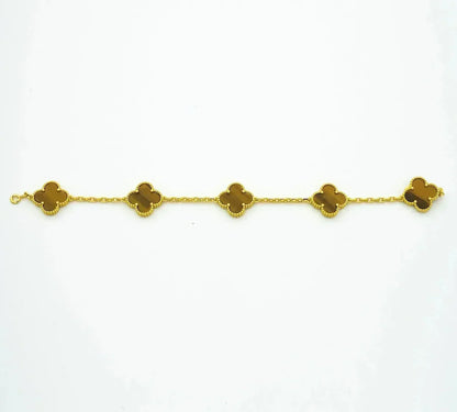[Clara Jewels] CLOVER 5 MOTIFS TIGER EYE BRACELET COLLECTION
