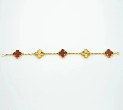 [Clara Jewels] CLOVER 5 MOTIF RED CORNELIAN BRACELET COLLECTION