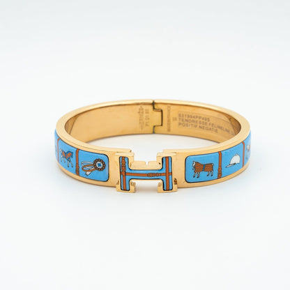 [Clara Jewels]H PINK GOLD BRACELET BLUE CERAMIC