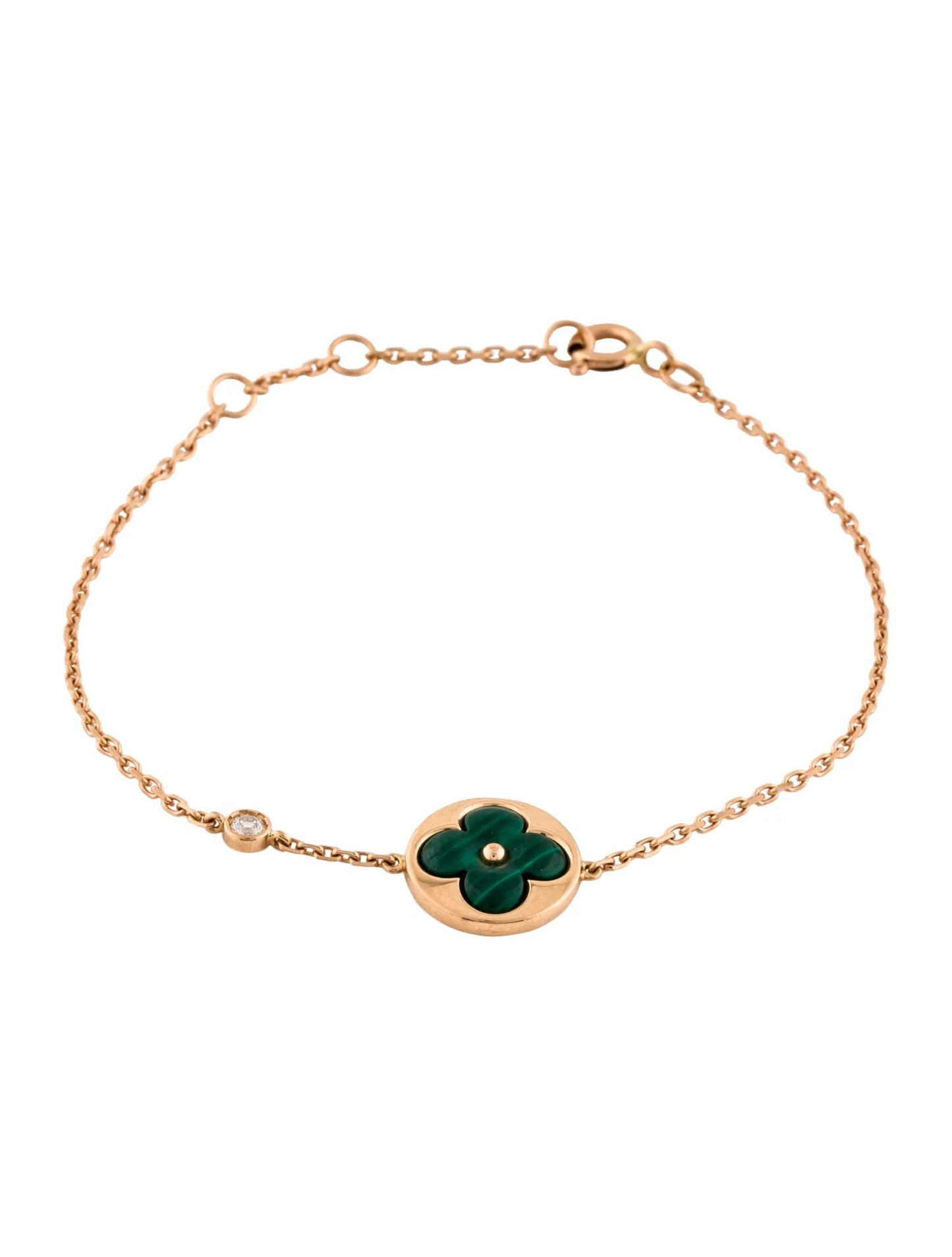 [Clara Jewels]SUN MALACHITE 1 DIAMOND PINK GOLD BRACELET