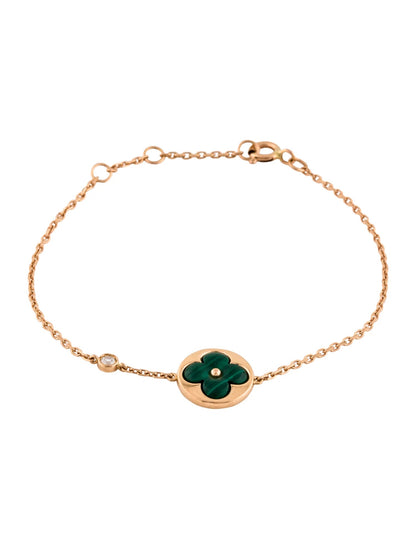 [Clara Jewels]SUN MALACHITE 1 DIAMOND PINK GOLD BRACELET