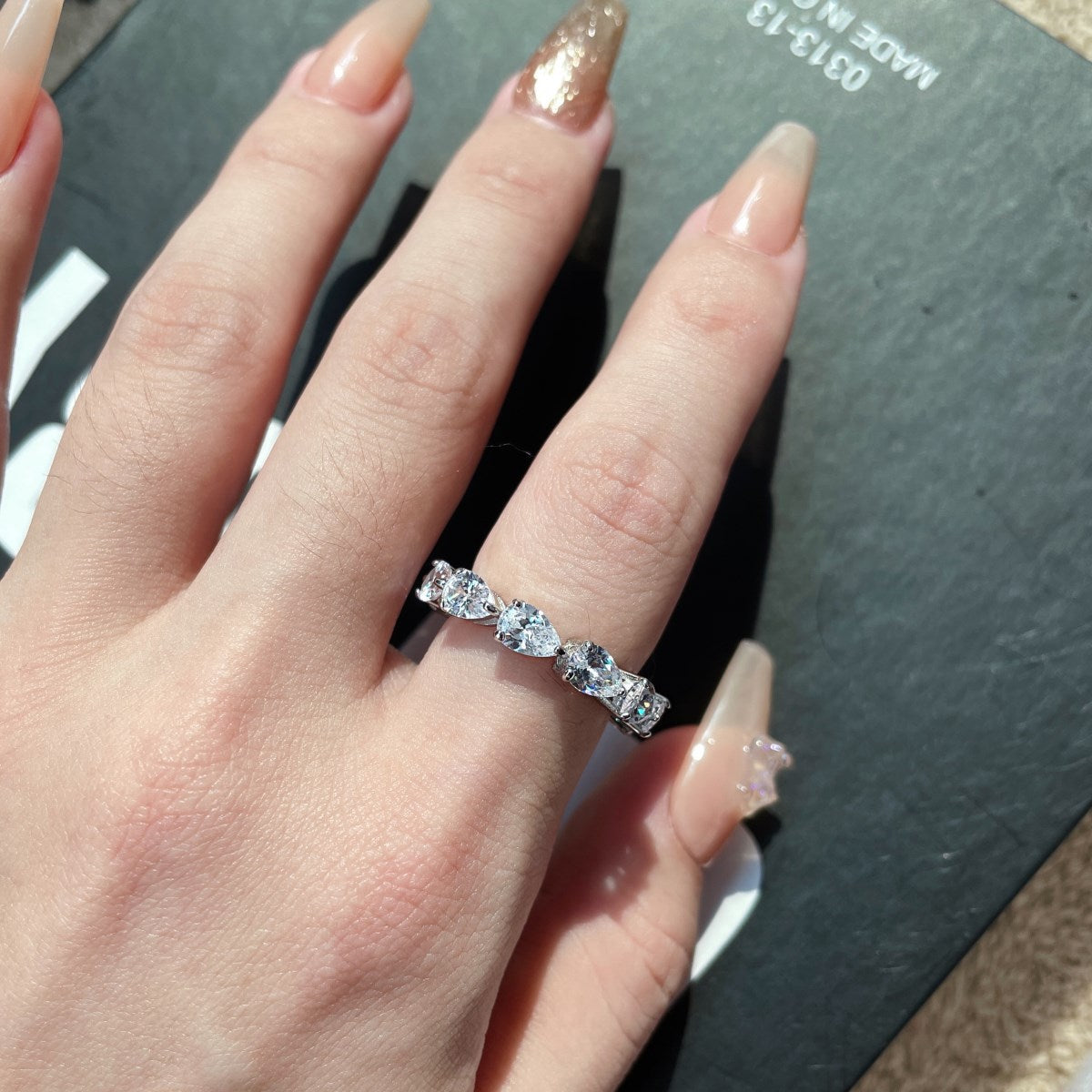 [Clara Jewels]Exquisite Pear Cut Tennis Ring