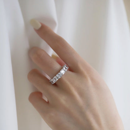 [Clara Jewels]Elegant Princess Cut Tennis Ring