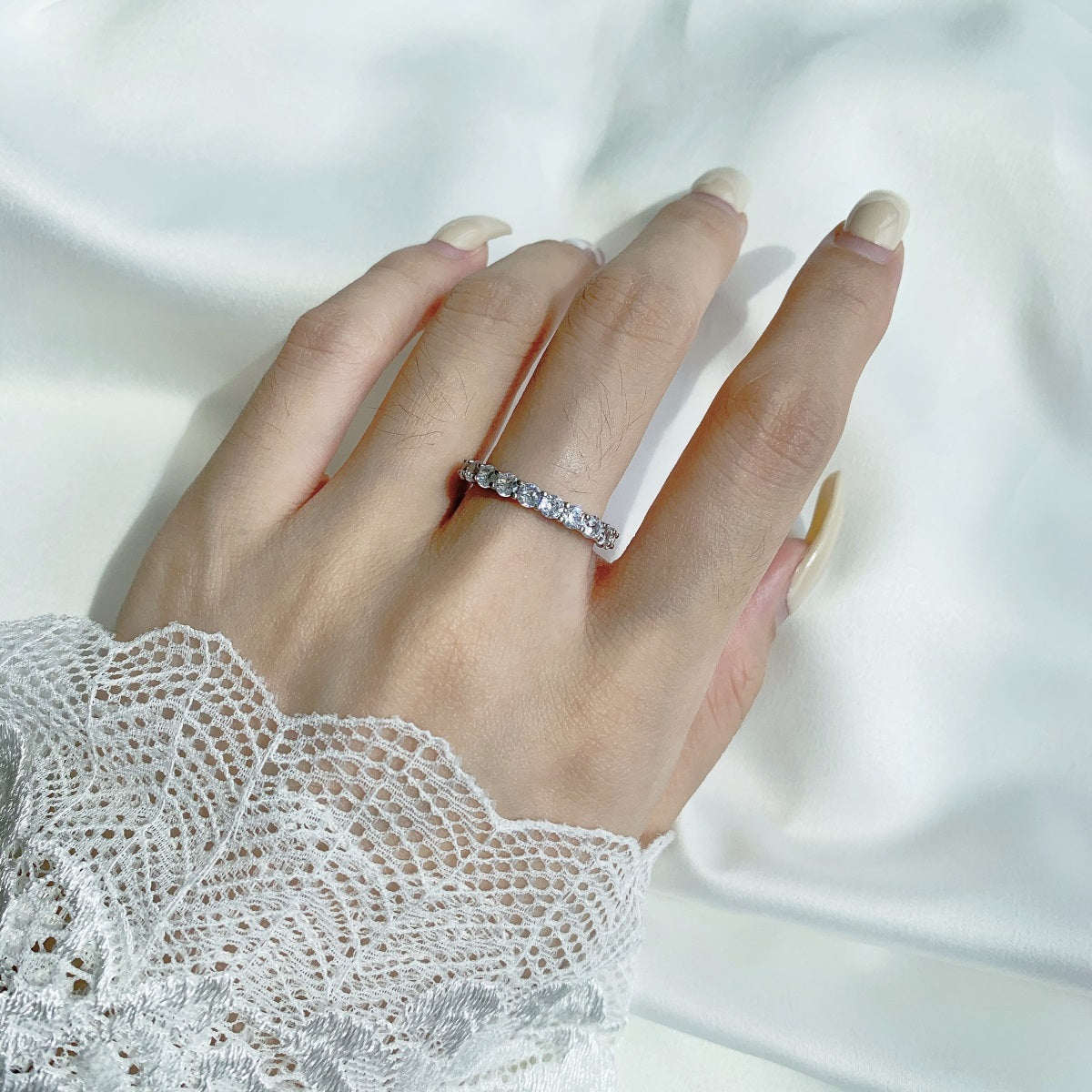 [Clara Jewels]Sparkling Round Cut Tennis Ring