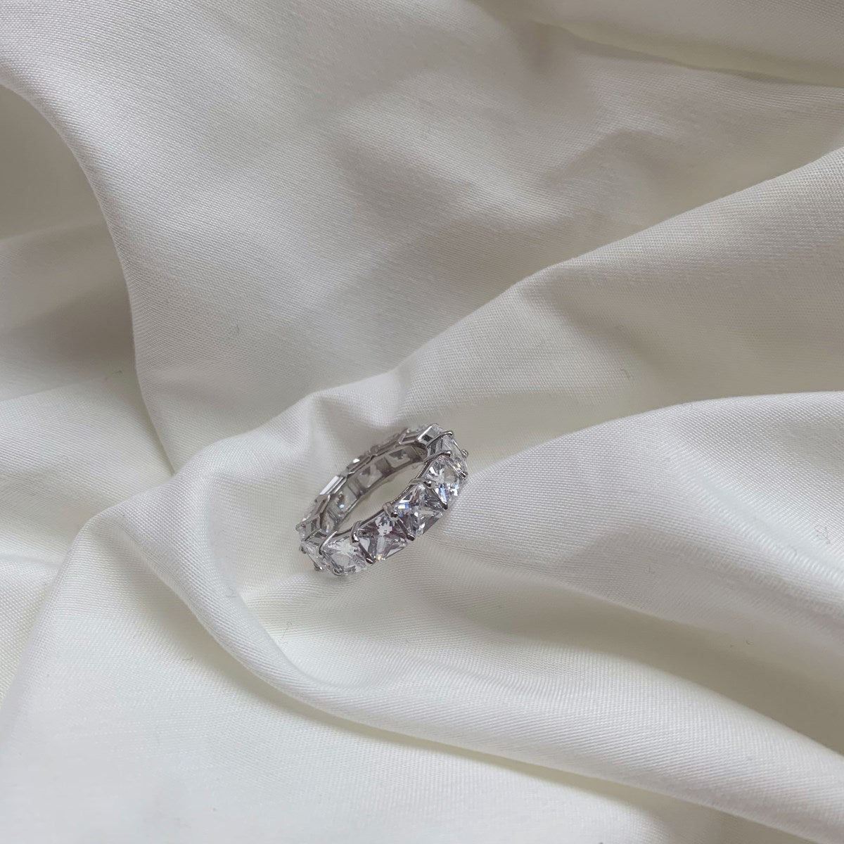 [Clara Jewels]Elegant Princess Cut Tennis Ring