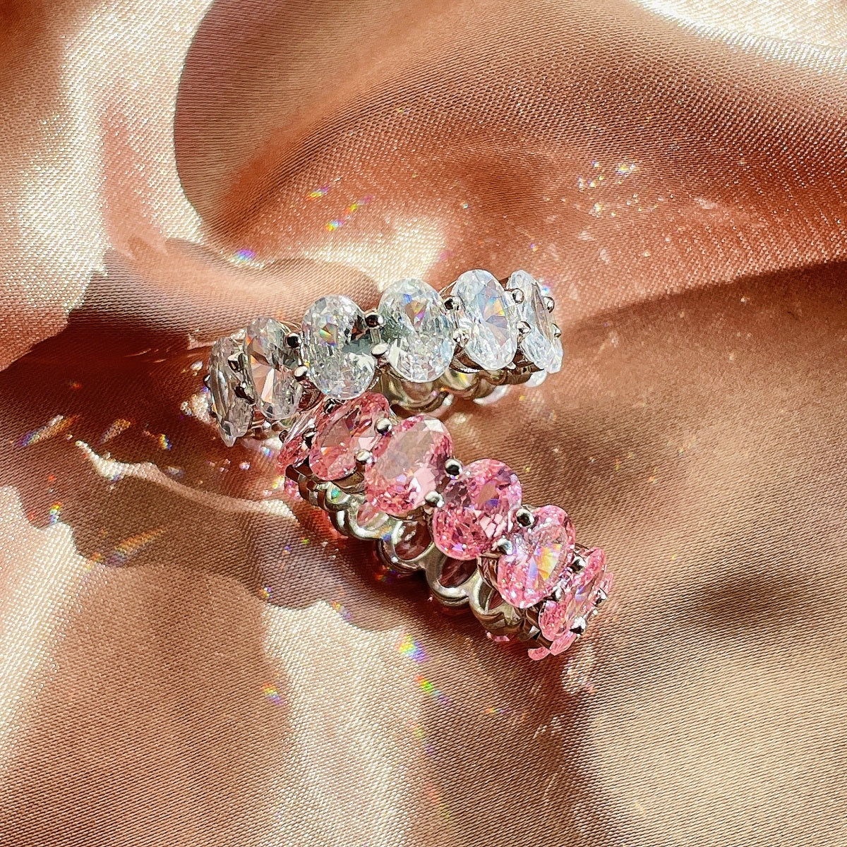 [Clara Jewels]Dainty Elongated Cushion Cut Tennis Ring