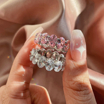[Clara Jewels]Dainty Elongated Cushion Cut Tennis Ring