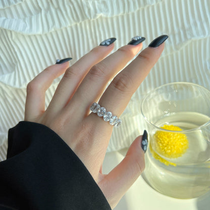 [Clara Jewels]Dainty Elongated Cushion Cut Tennis Ring