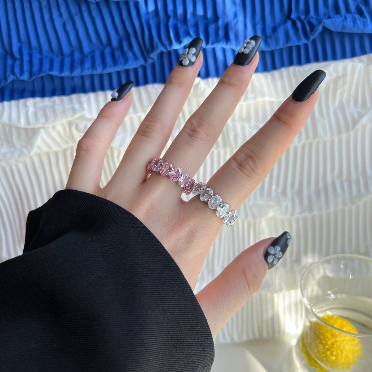 [Clara Jewels]Dainty Elongated Cushion Cut Tennis Ring