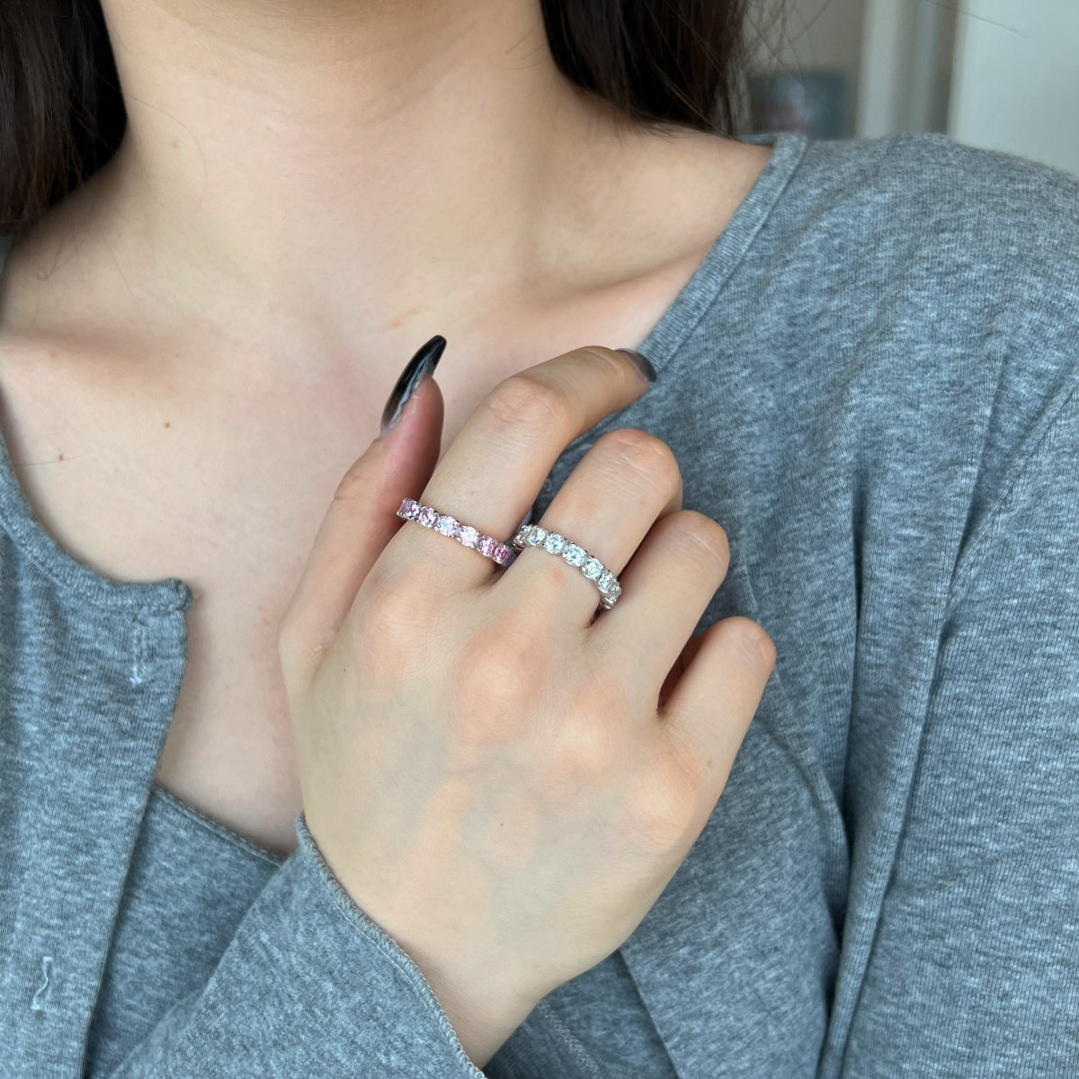 [Clara Jewels]Eternity Round Cut Tennis Ring
