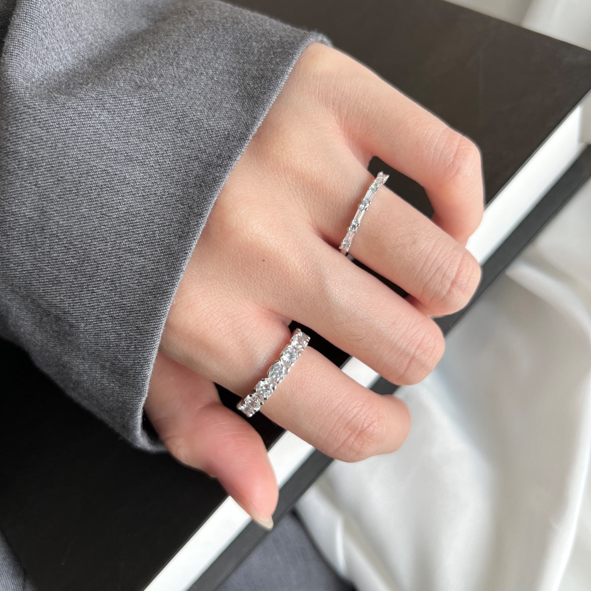 [Clara Jewels]Eternity Round Cut Tennis Ring