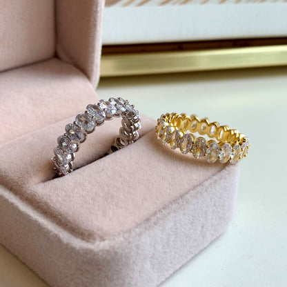 [Clara Jewels]Ornate Oval Cut Tennis Ring