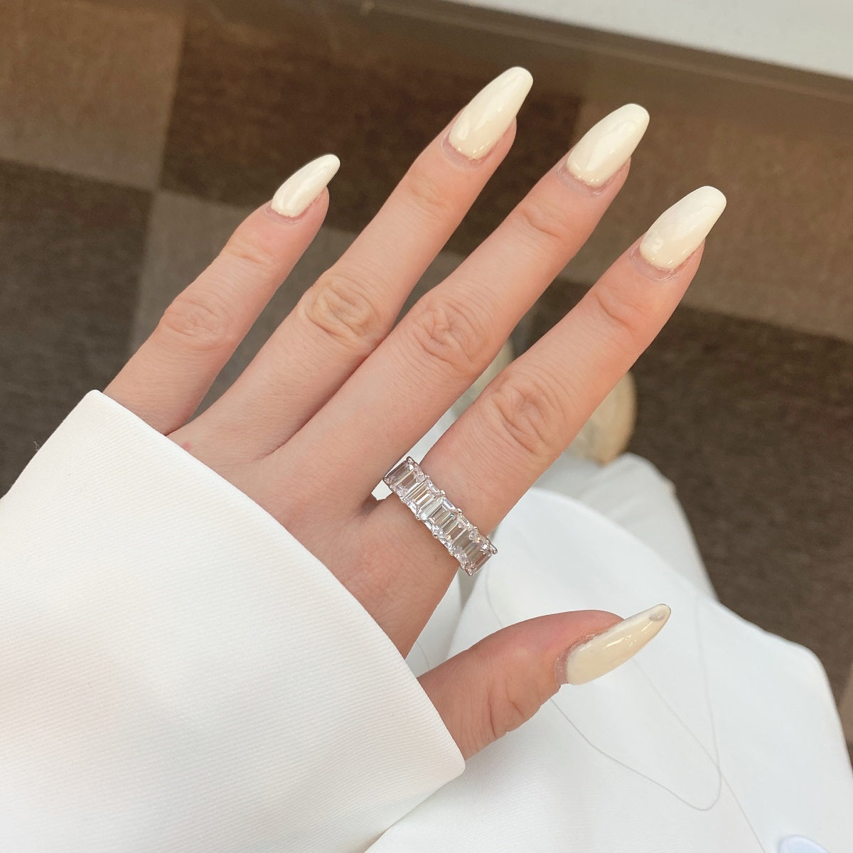 [Clara Jewels]0.75 Carat Elegant Emerald Cut Tennis Ring