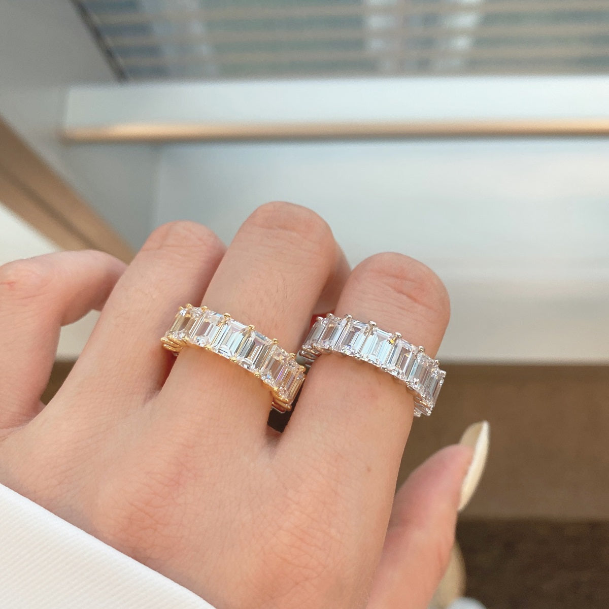 [Clara Jewels]0.75 Carat Elegant Emerald Cut Tennis Ring