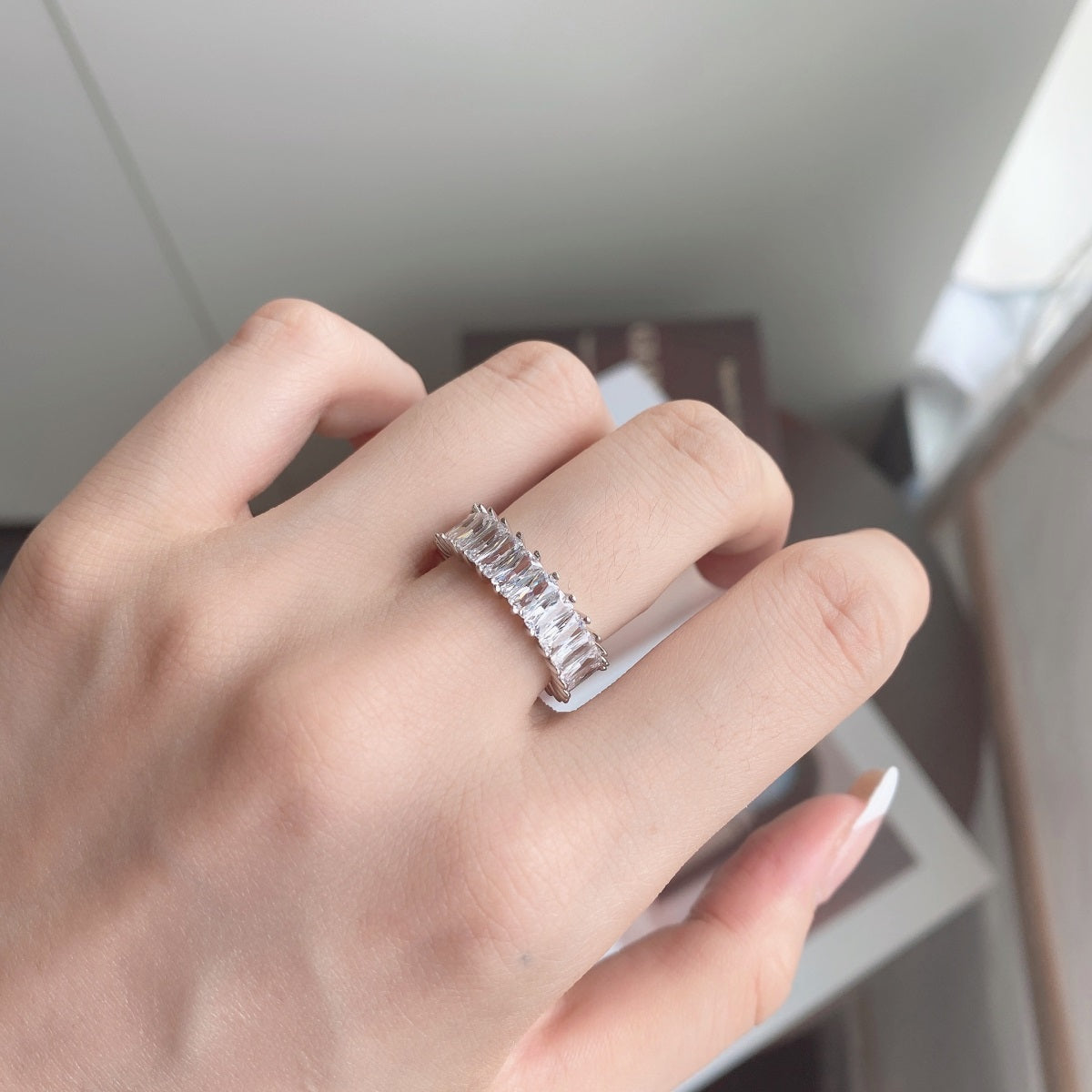 [Clara Jewels]Unique Colorful Radiant Cut RIng