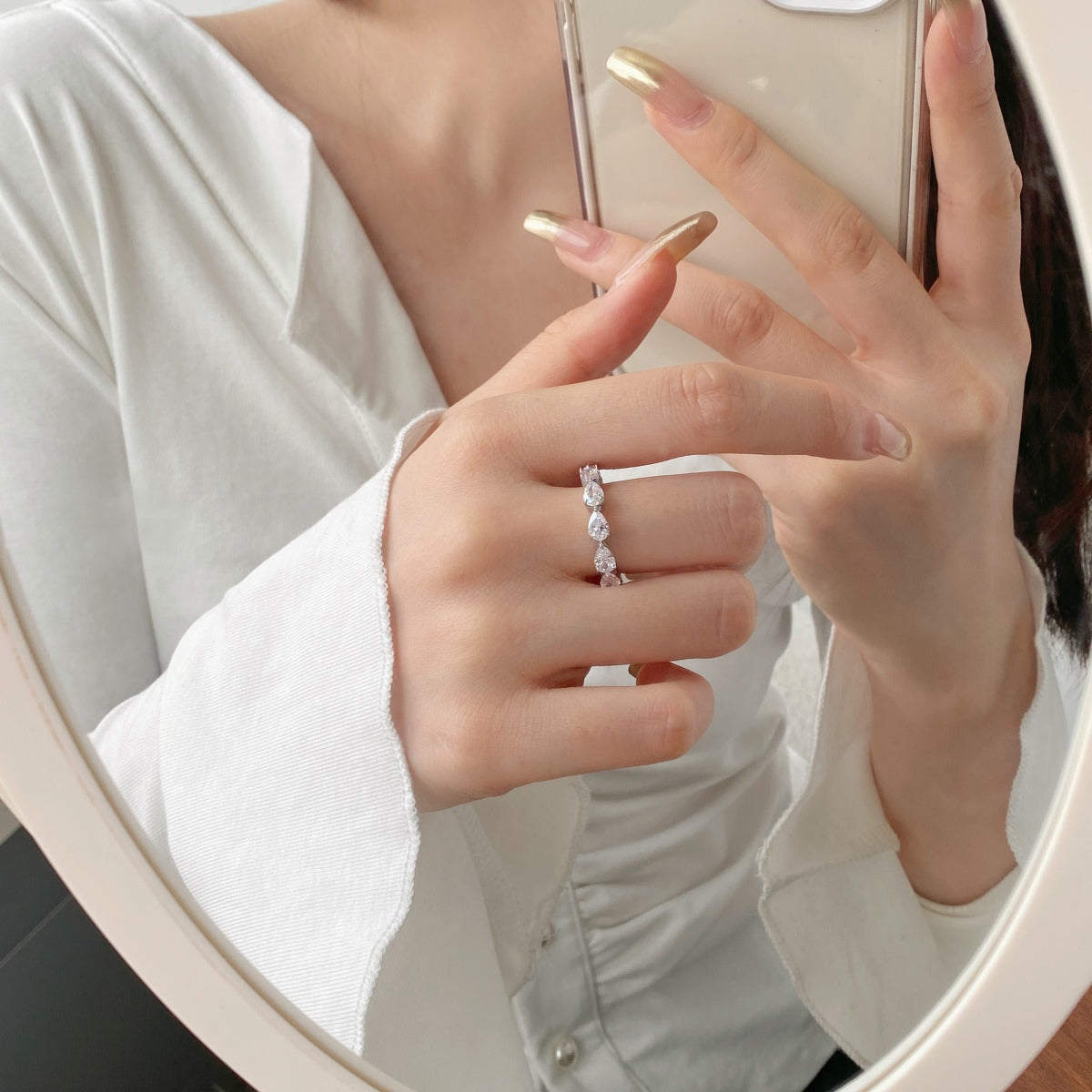 [Clara Jewels]Exquisite Pear Cut Tennis Ring