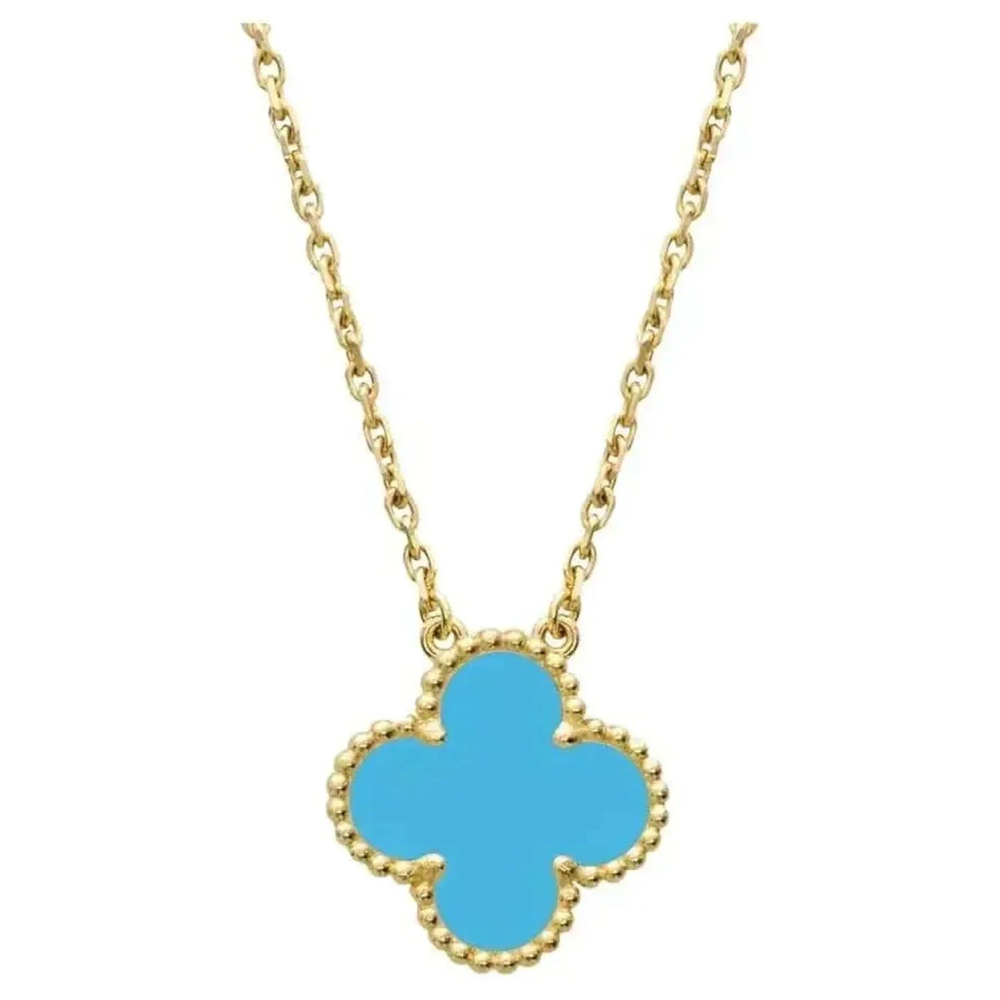 [Clara Jewels]CLOVER 15MM VINTAGE TURQUOISE NECKLACE