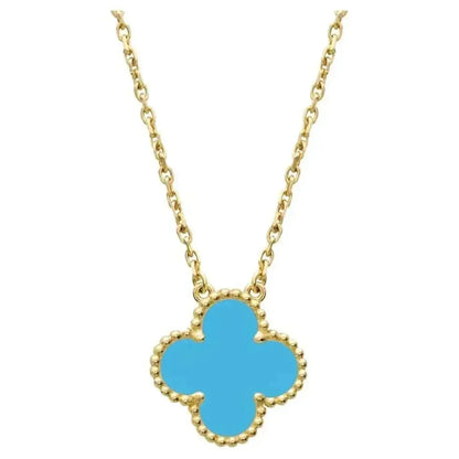 [Clara Jewels]CLOVER 15MM VINTAGE TURQUOISE NECKLACE