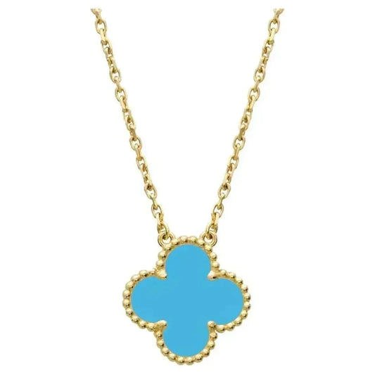 [Clara Jewels]CLOVER 15MM VINTAGE TURQUOISE NECKLACE