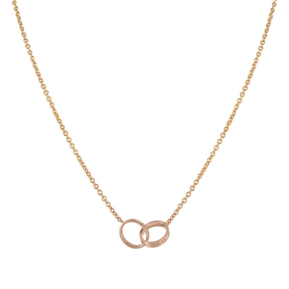 [Clara Jewels]LOVE NECKLACE DOUBLE RING PINK GOLD