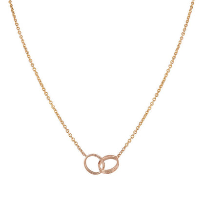 [Clara Jewels]LOVE NECKLACE DOUBLE RING PINK GOLD