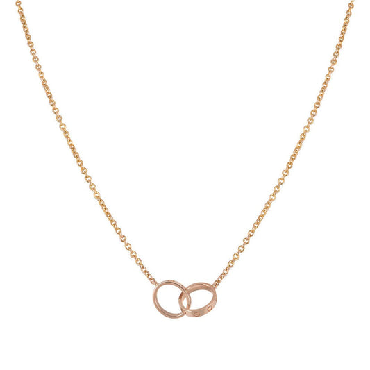 [Clara Jewels]LOVE NECKLACE DOUBLE RING PINK GOLD