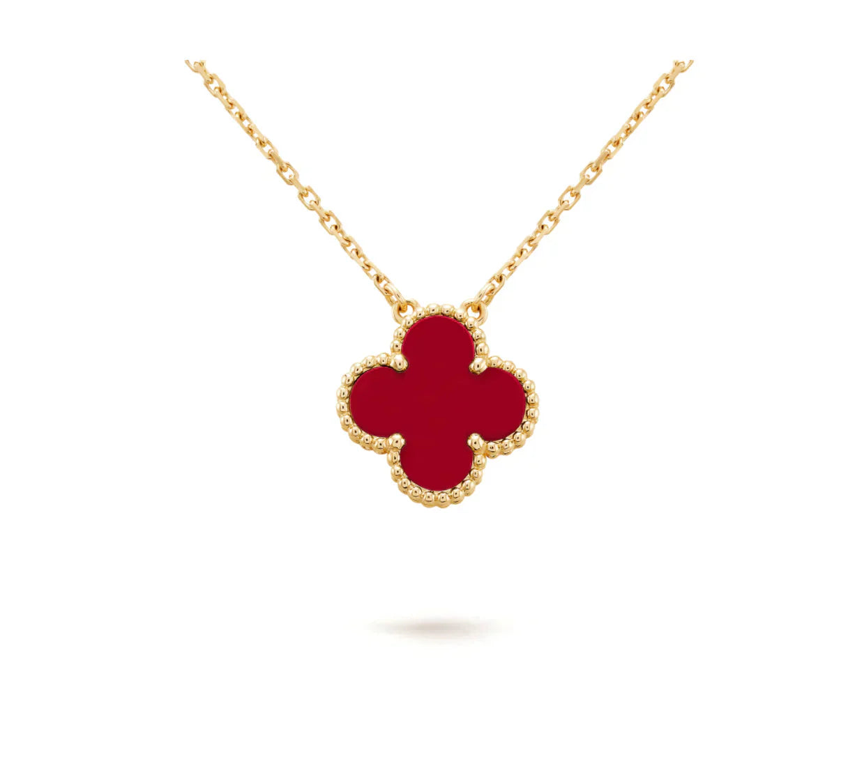 [Clara Jewels]CLOVER 15MM CARNELIAN SINGLE FLOWER NECKLACE