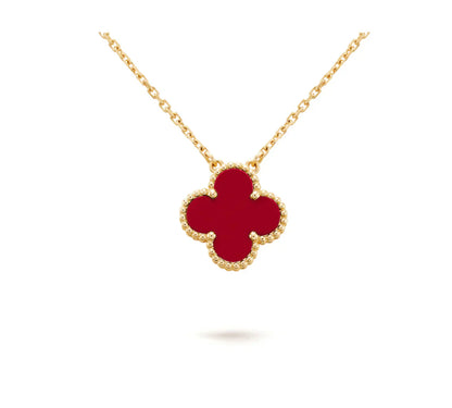 [Clara Jewels]CLOVER 15MM CARNELIAN SINGLE FLOWER NECKLACE