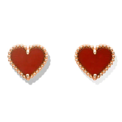 [Clara Jewels]HEART CARNELIAN STUD EARRINGS