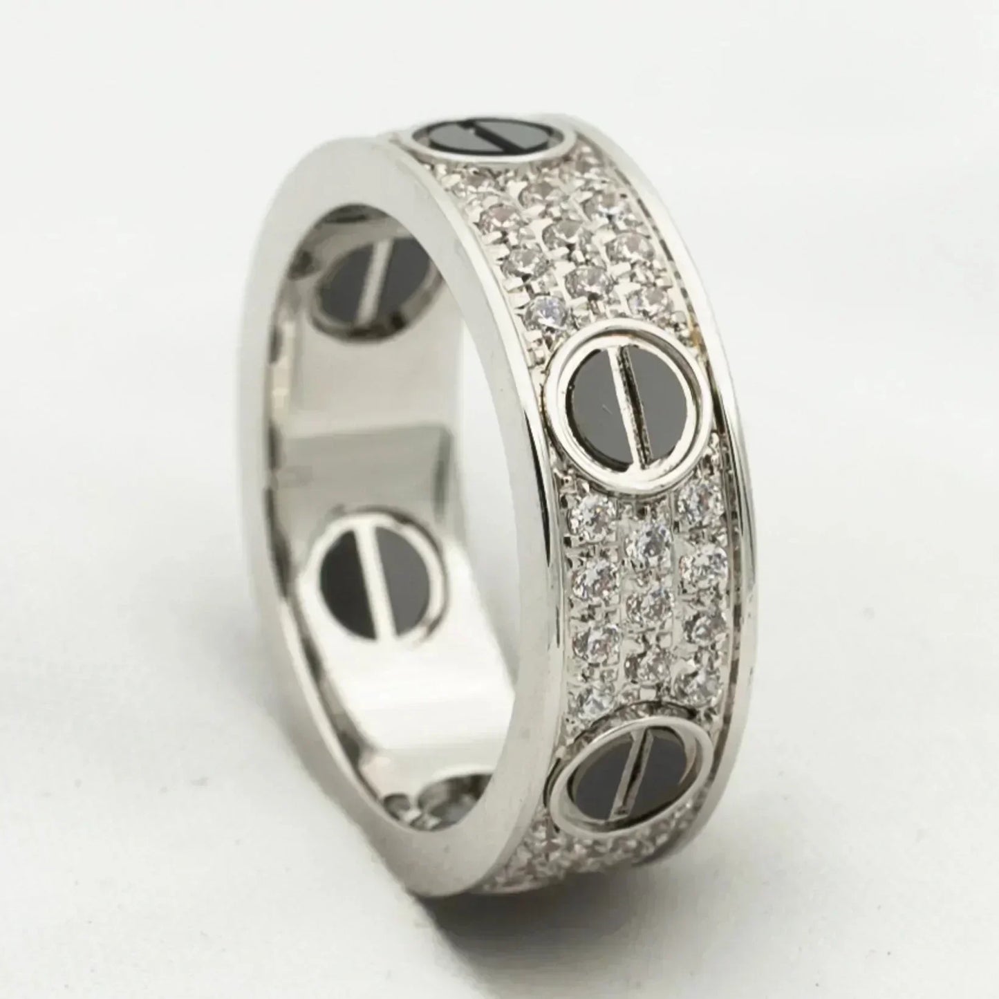[Clara Jewels]LOVE RING 5.5MM DIAMONDS PAVED CERAMIC