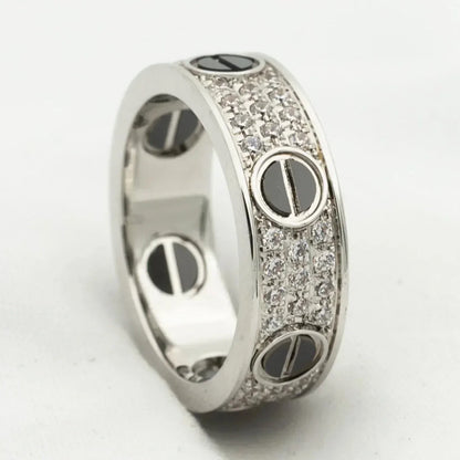 [Clara Jewels]LOVE RING 5.5MM DIAMONDS PAVED CERAMIC