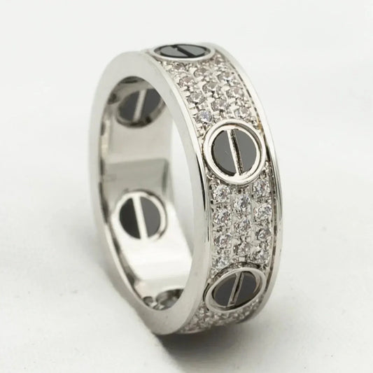 [Clara Jewels]LOVE RING 5.5MM DIAMONDS PAVED CERAMIC