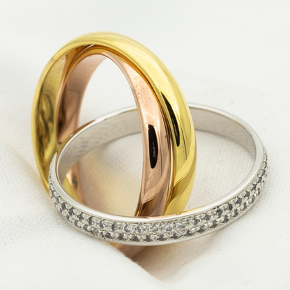 [Clara Jewels]TRINITY RING GOLD PINK GOLD SILVER DIAMONDS