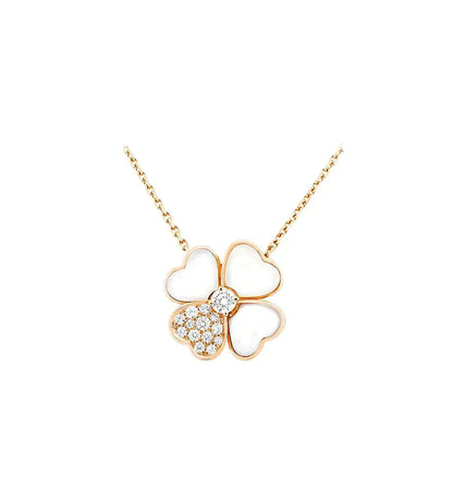 [Clara Jewels]CLOVER MOP DIAMOND ROSE GOLD NECKLACE