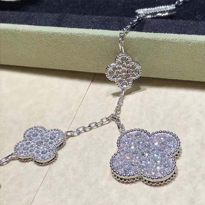 [Clara Jewels]CLOVER 6 MOTIFS SILVER DIAMOND BRACELET
