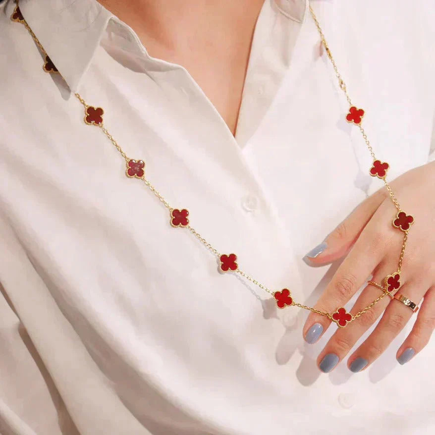 [Clara Jewels]CLOVER 20 MOTIFS CARNELIAN NECKLACE