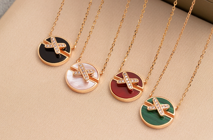 [Clara Jewels]JEUX DE PINK GOLD DIAMOND NECKLACE